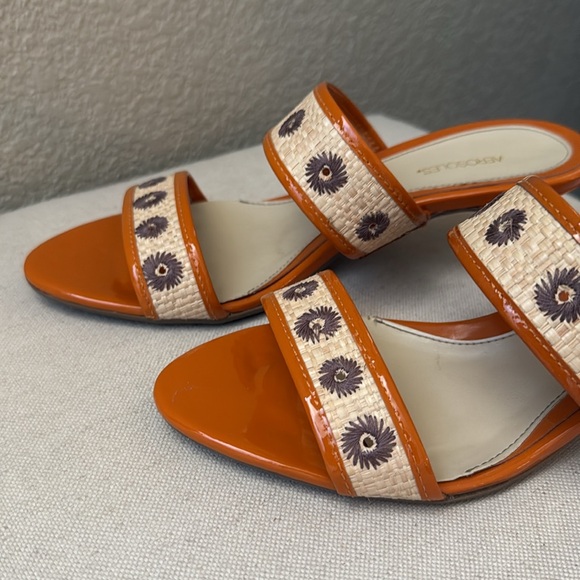 Aerosoles 2” Kitten Heel Slides, size 7M, “Sunbeam” Orange Combo, like new - Picture 9 of 15